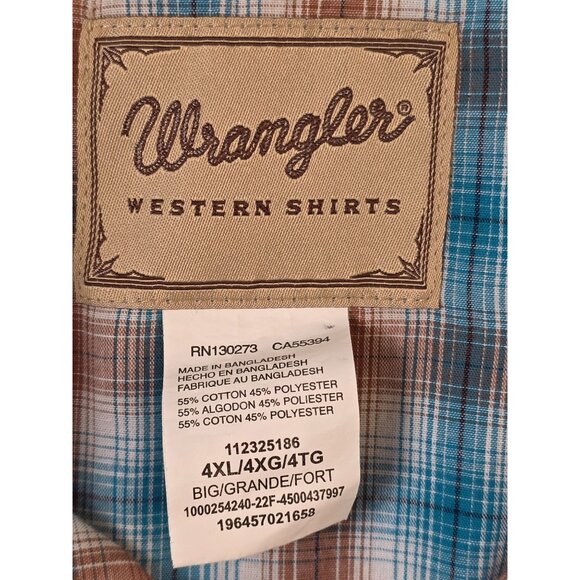 Wrangler Men's Plaid Pearl Snap Size 4XL - Picture 2 of 6